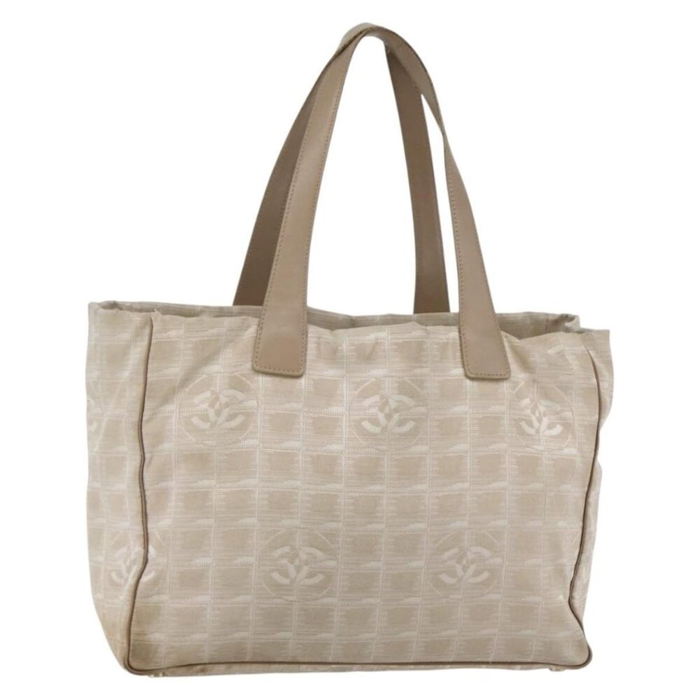 CHANEL New Travel Line Tote Bag Nylon Beige Gold CC Auth - Picture 3 of 16